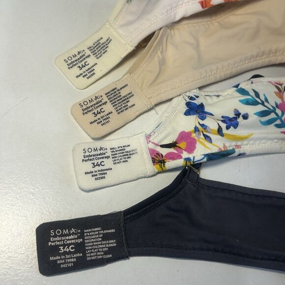 Soma 34C Embraceable Perfect Coverage Underwire Bra Lot Of 4 - Picture 3 of 5